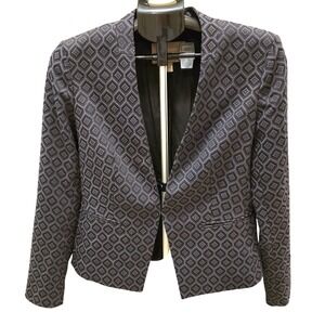 Banana Republic Collarless Blazer Dark Grey Pattern Size 8‎